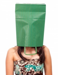 Image of girl with bag over her head